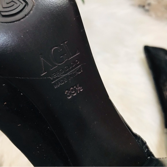 AGL Black Patent Leather Round Toe Heels Sz 39.5 - Picture 7 of 12